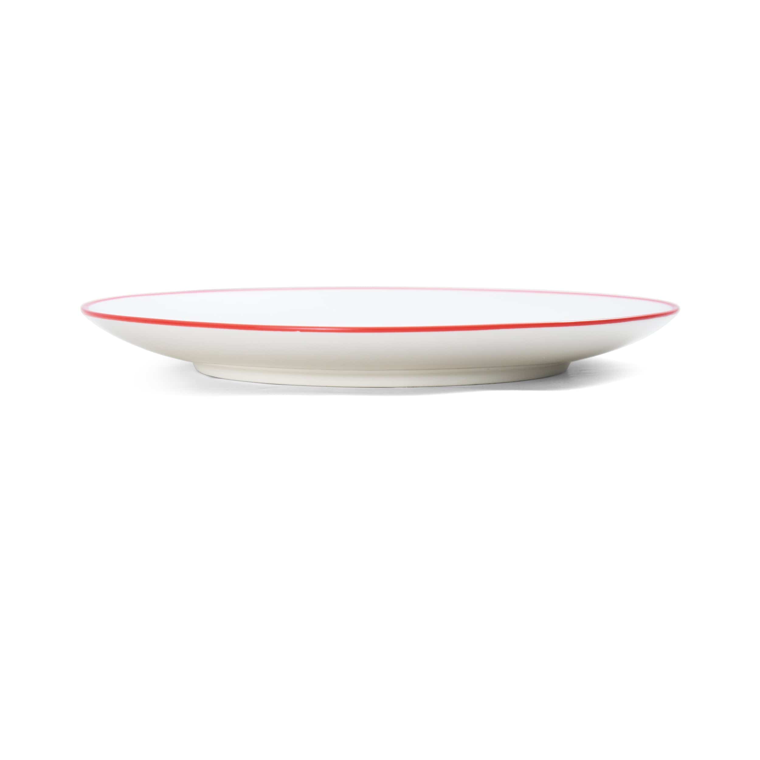 Bistro Pinstripe Porcelain Coupe Plate 8" Red Pinstripe #color_red pinstripe