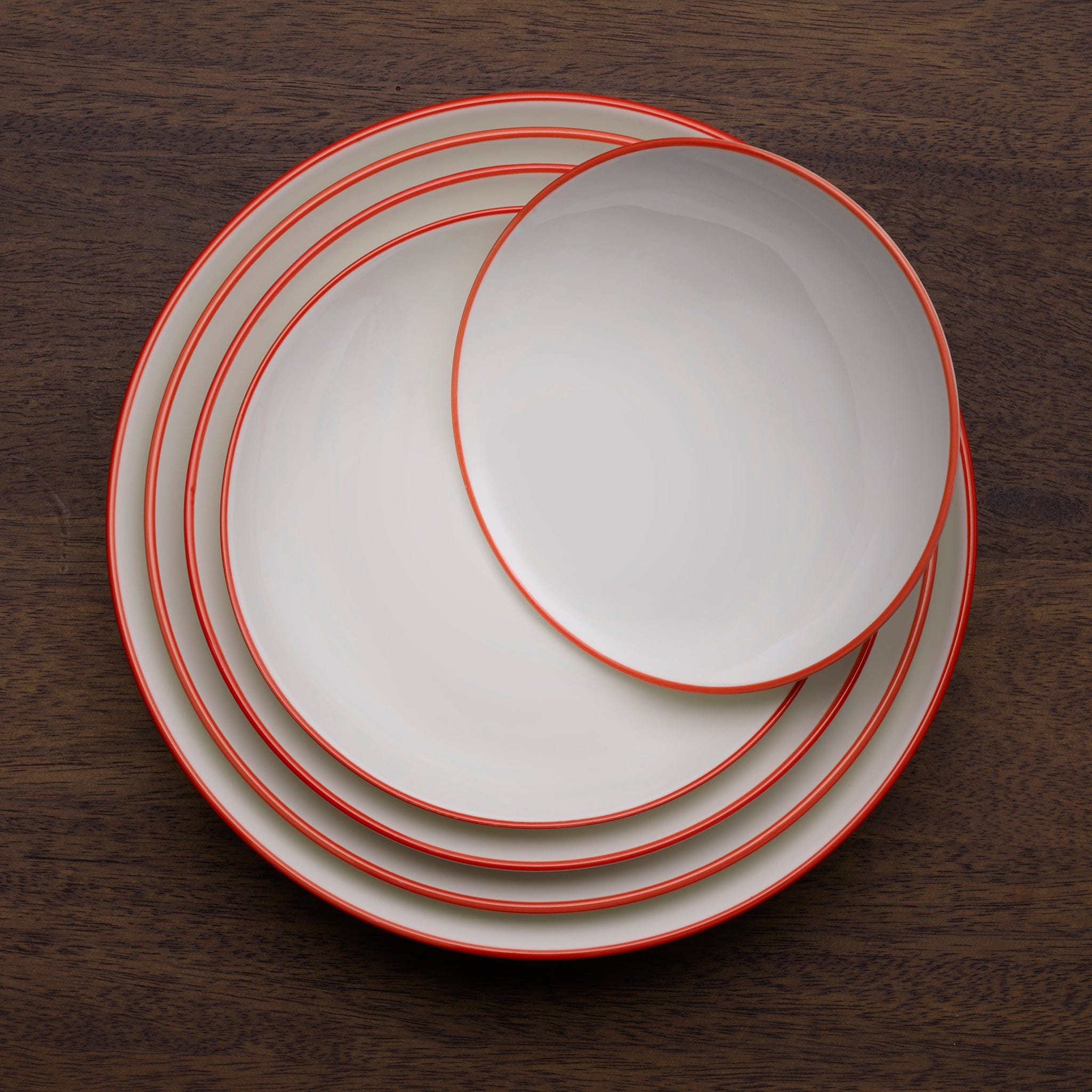 Bistro Pinstripe Porcelain Coupe Plate 8" Red Pinstripe #color_red pinstripe
