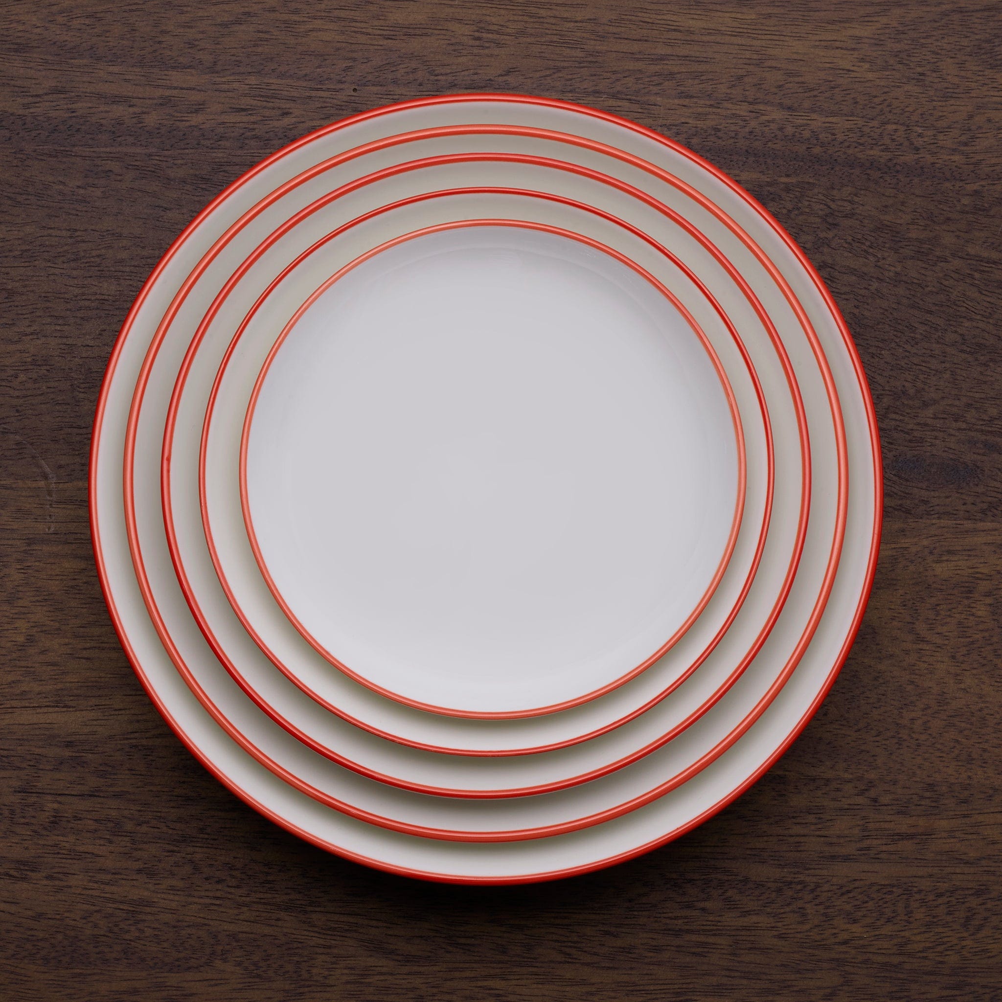 Bistro Pinstripe Porcelain Coupe Plate 10" Red Pinstripe #color_red pinstripe