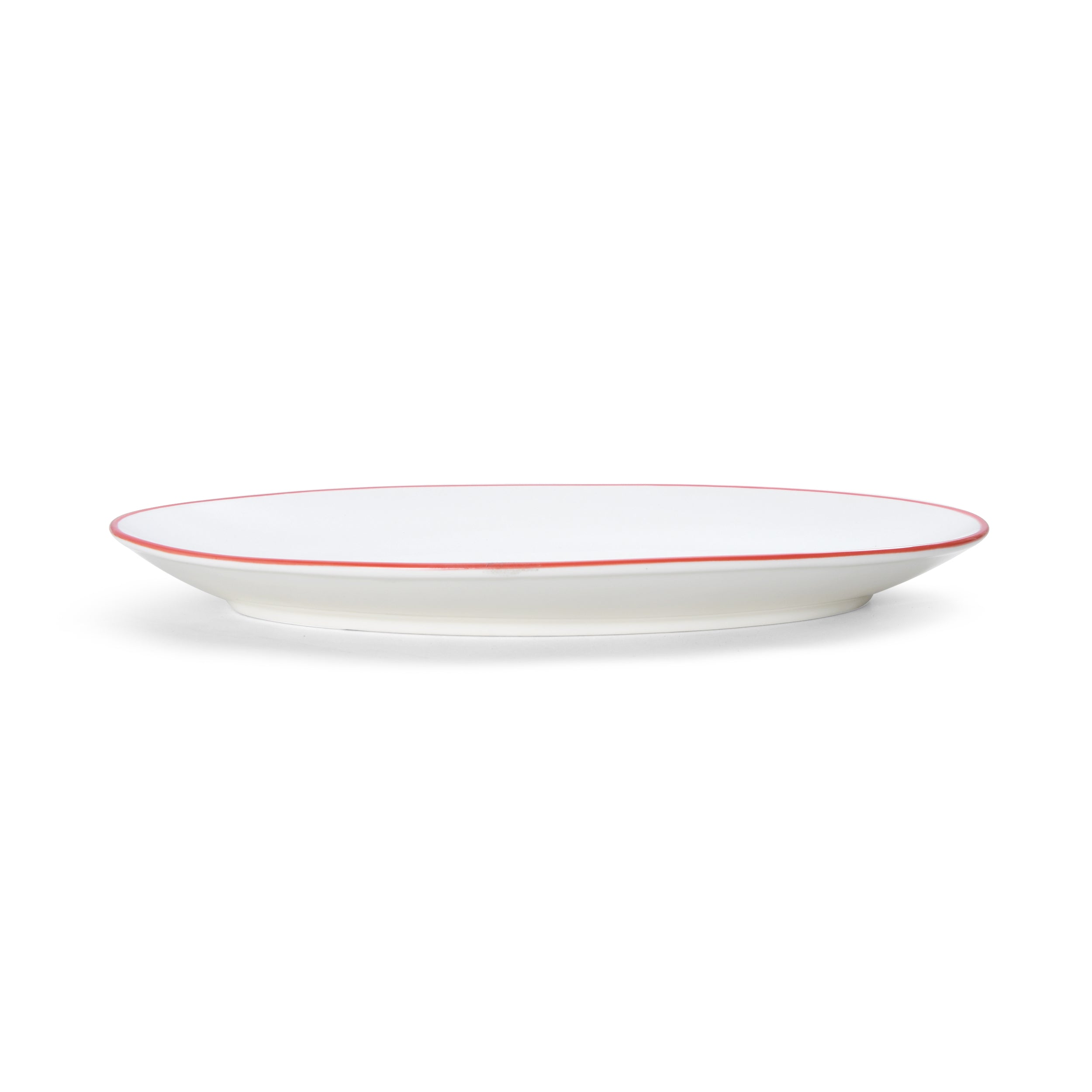 Bistro Pinstripe Porcelain Oval Platter 13x8" Red Pinstripe #color_red pinstripe
