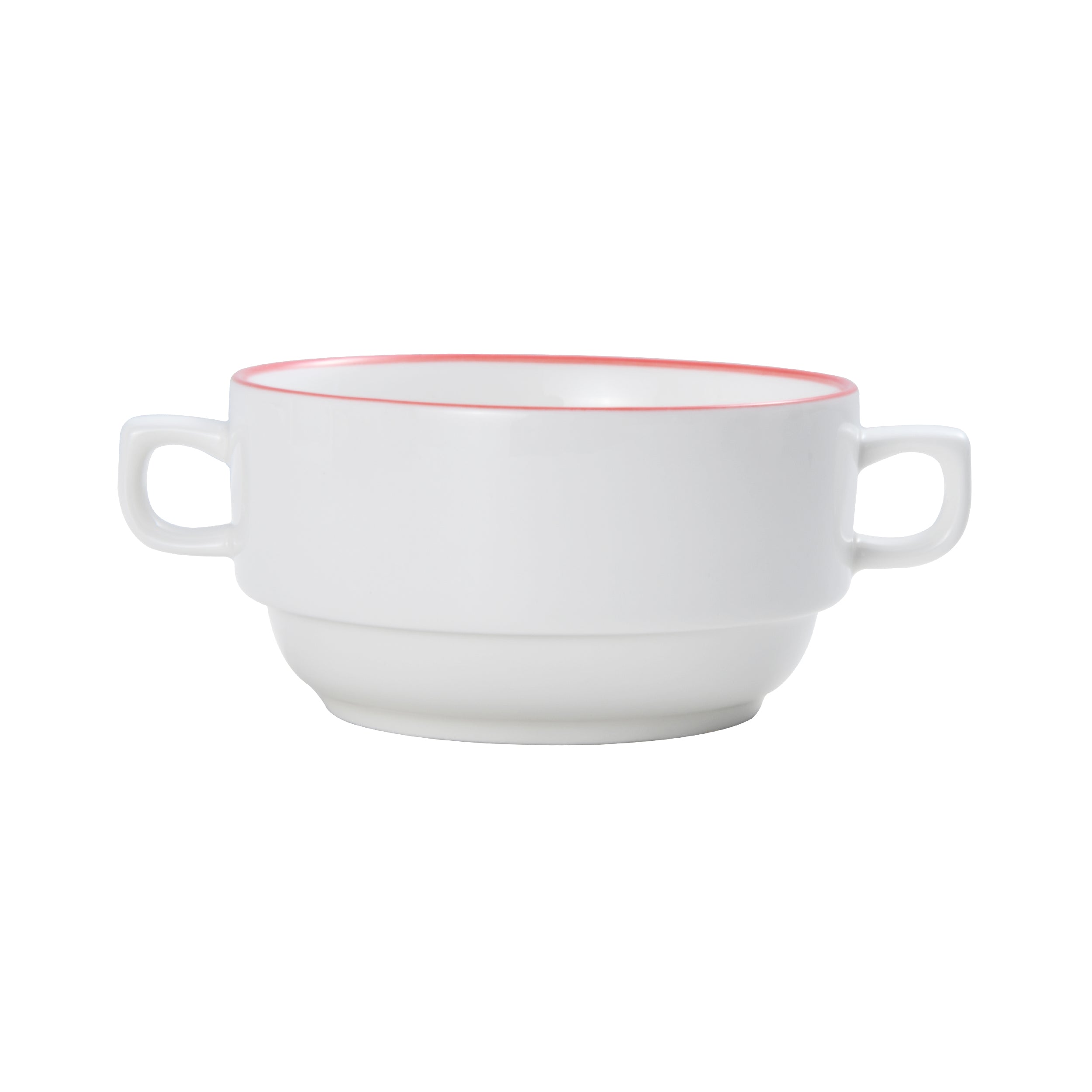 Bistro Pinstripe Porcelain Cream Soup Cup 6" / 13oz Red Pinstripe