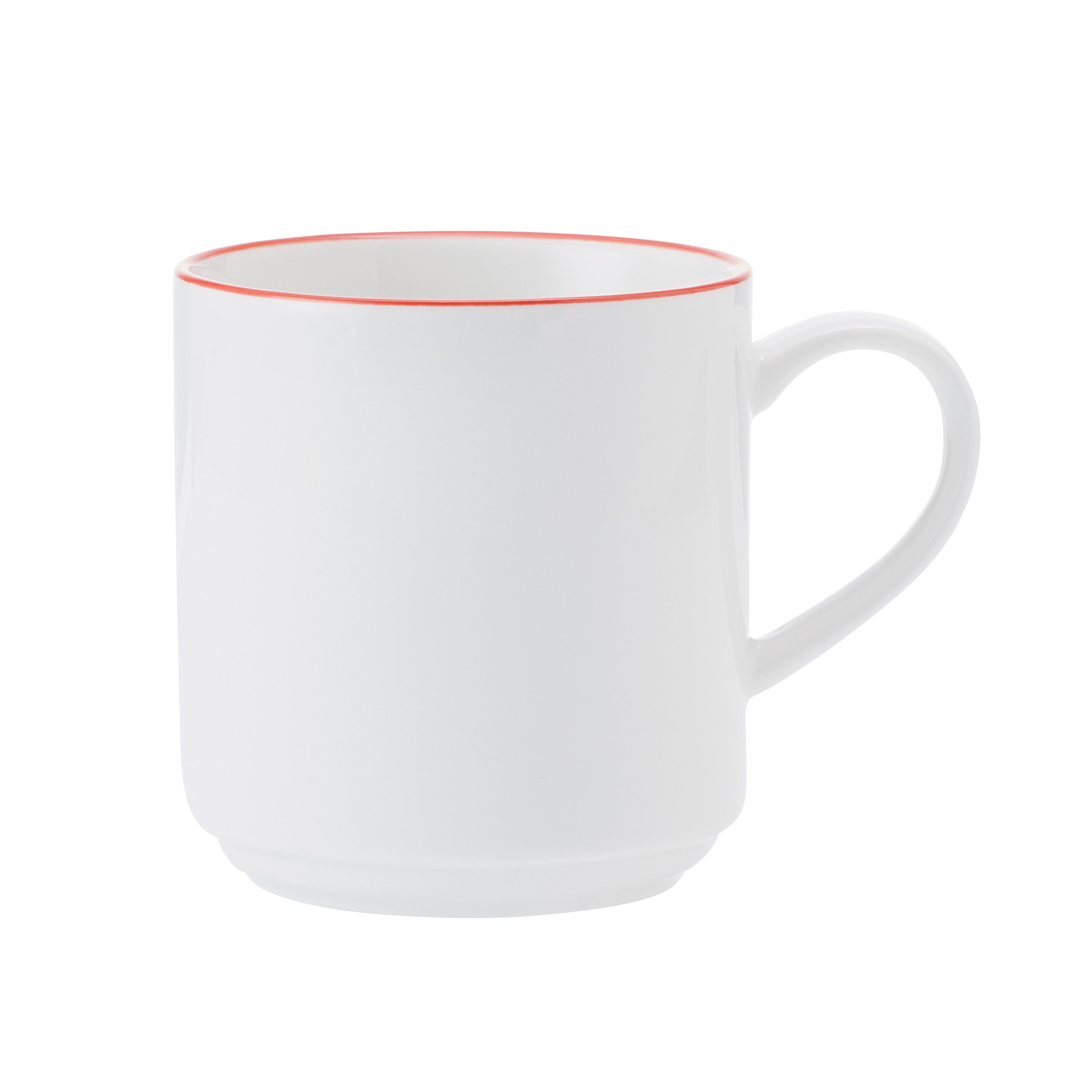 Bistro Pinstripe Porcelain Mug 4.8" / 11.8oz Red Pinstripe #color_red pinstripe