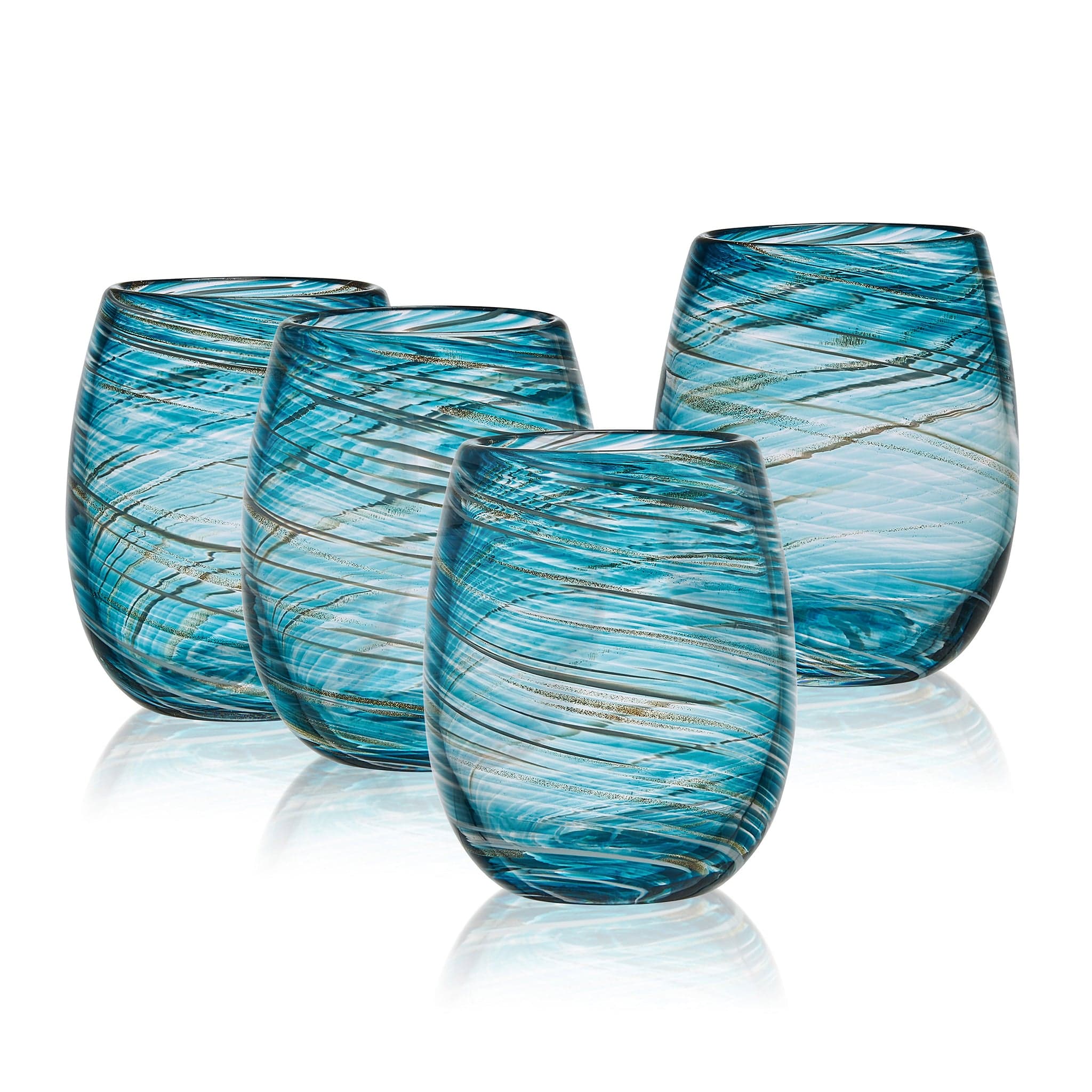 Breeze Soda-lime Stemless Wine Glass 4.5" / 16oz Blue