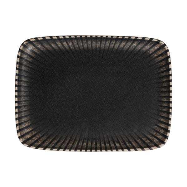 Reckless Black Fine China Rectangular Platter 10.9" x 8"