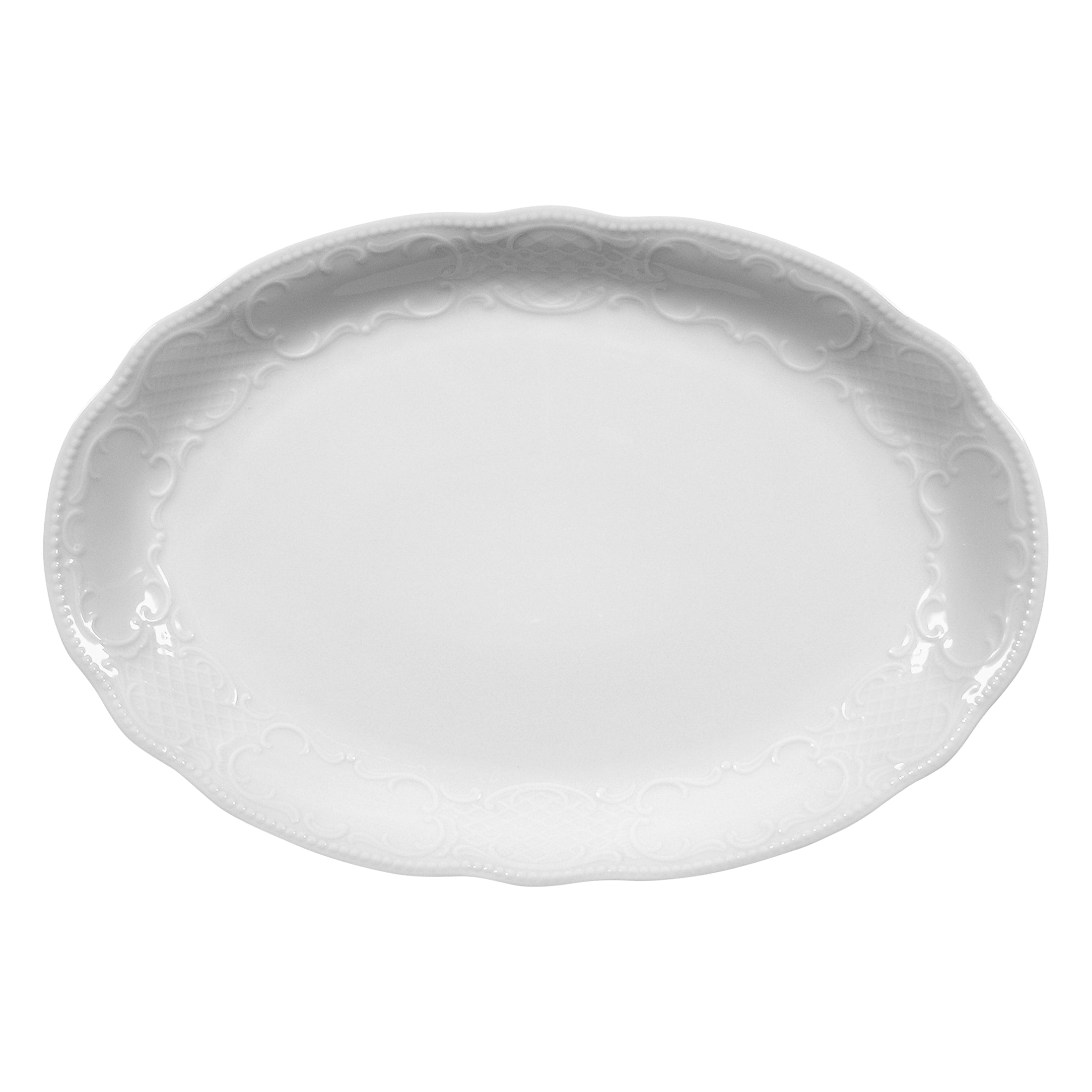 Salzburg White Porcelain Oval Platter  14" x 9.5"
